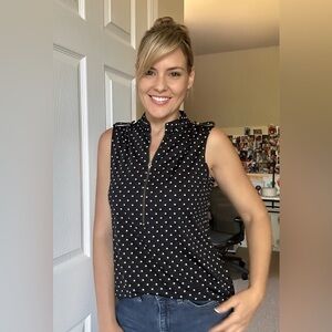 Black Polka Dot Sleeveless Top size M